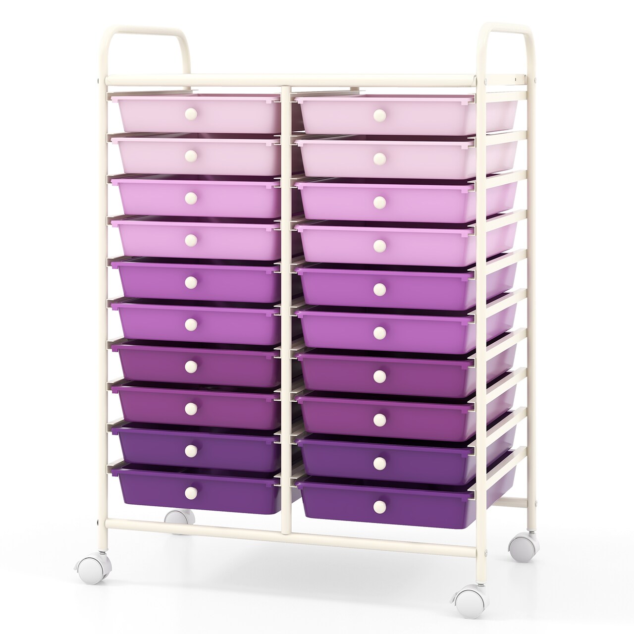 Space Saving Storage Organizer Cart with 20 Plastic Drawers and Mobile Wheels for Organizing Small Items at Home